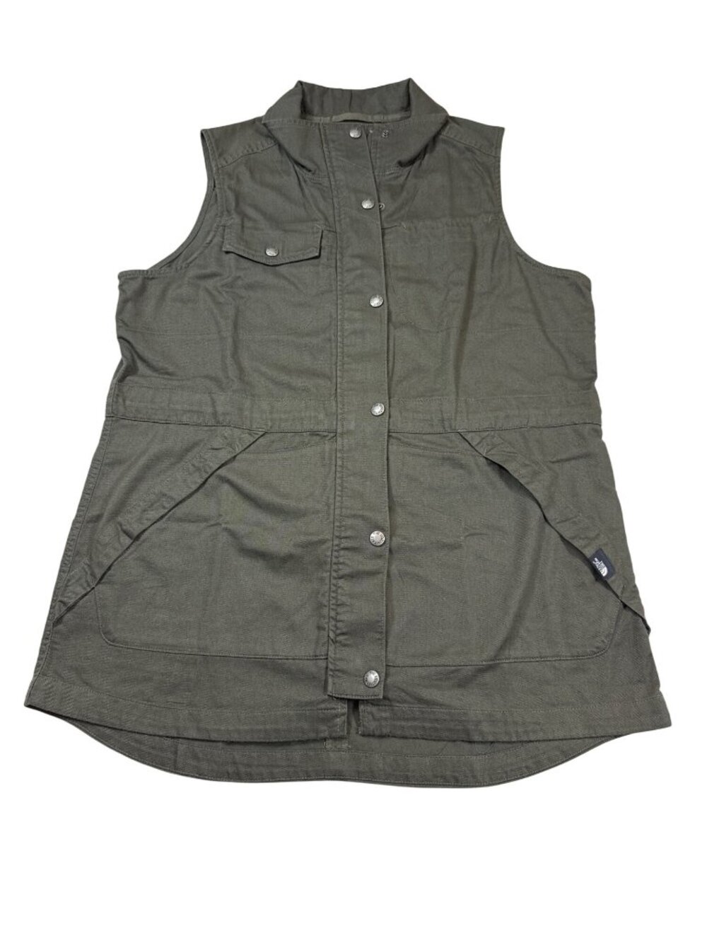 The North Face Womens Army Green Utility Vest W/ Pockets Size L (X916)